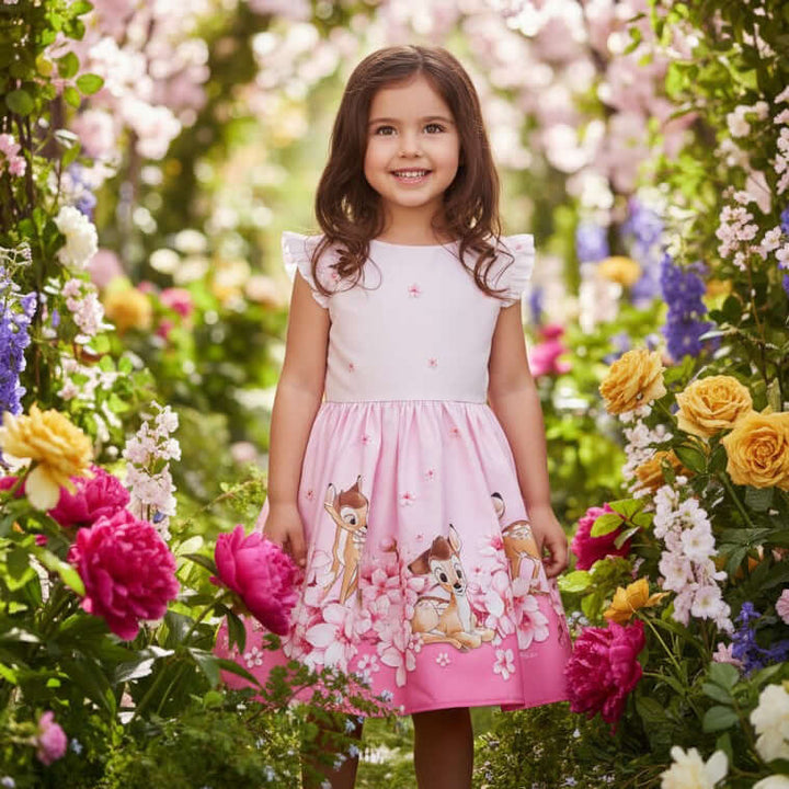 Abito Monnalisa rosa fantasia Bambi 2 anni - 10 anni