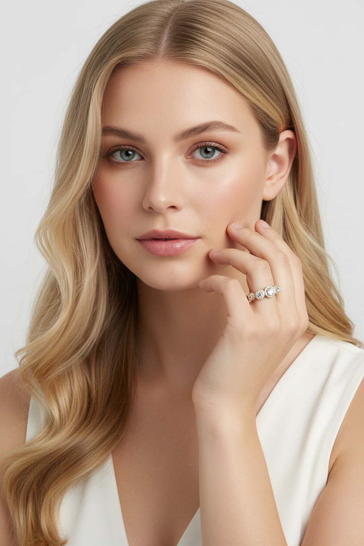 Anello Diana color oro e zirconi