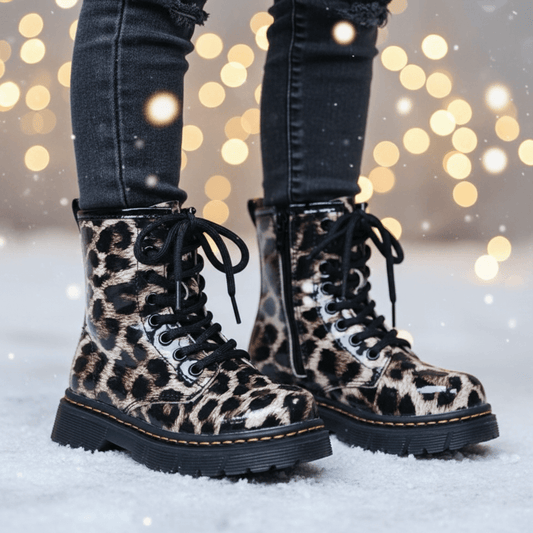 Anfibi leopardati con sfondo invernale