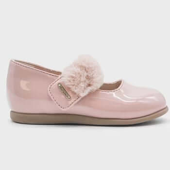 MAYORAL pink patent leather ballerinas with fur detail 19 - 25