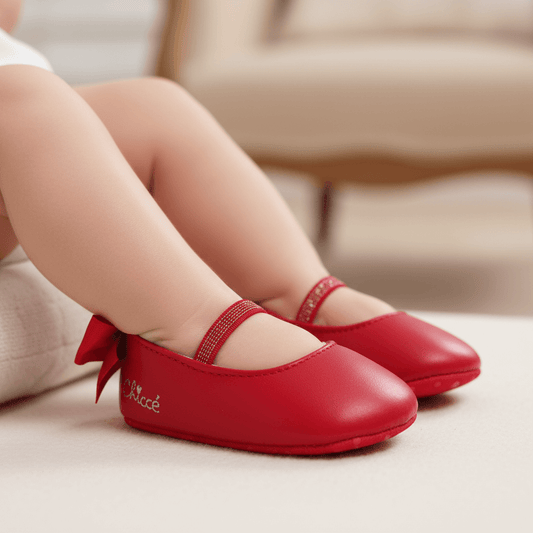 Ballerine CHICCO da culla rosse - primissimo piano