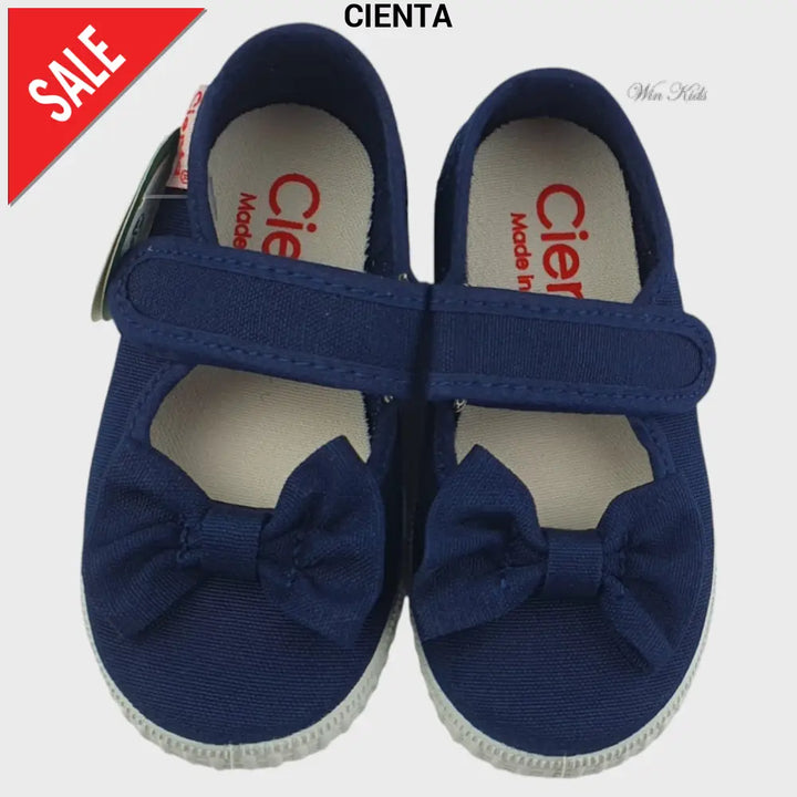 Ballerine CIENTA blu con fiocco in tela 20 - 30 Ballerine