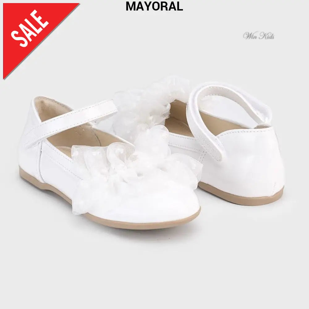 Ballerine MAYORAL bianca in vernice con tulle 26 - 35 Ballerine
