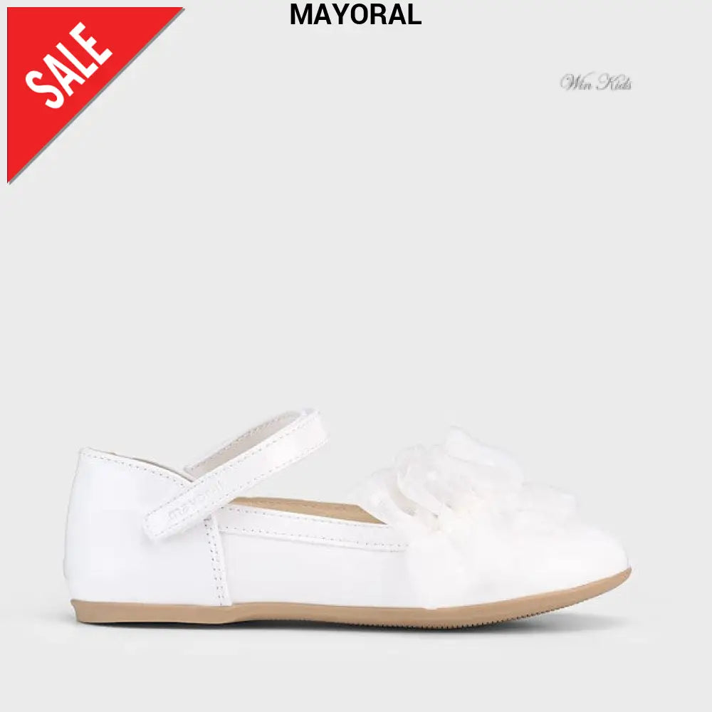 Ballerine MAYORAL bianca in vernice con tulle 26 - 35 Ballerine