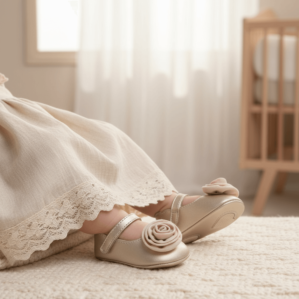 Ballerine MAYORAL oro con abito elegante