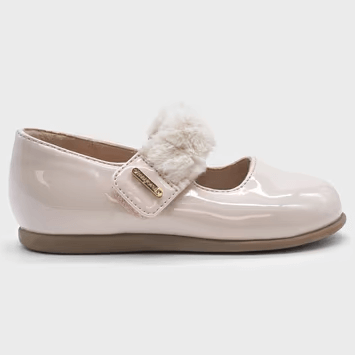 Ballerine Bambina MAYORAL Vernice Panna con Ecopelliccia - Eleganti dal 19 al 25