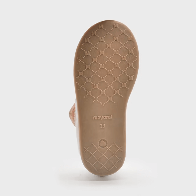 MAYORAL Girls' Ballerinas Cream Patent with Eco Fur - Elegant from 19 to 25