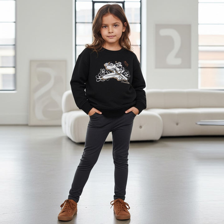 Felpa MONNALISA con interno felpato tema pantera rosa 2 anni - 3 anni