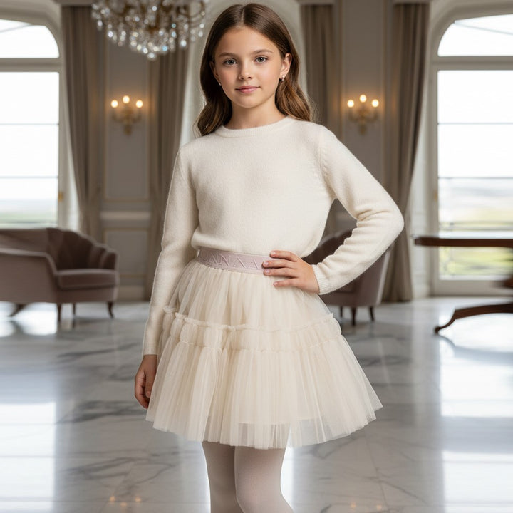 Gonna MONNALISA per occasioni speciali in tulle plissettato beige 8 anni - 10 anni