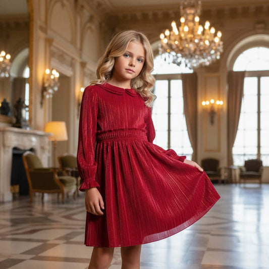 Abito ABEL & LULA modello elegante plissettato rosso per occasioni speciali 4 anni - 12 anni