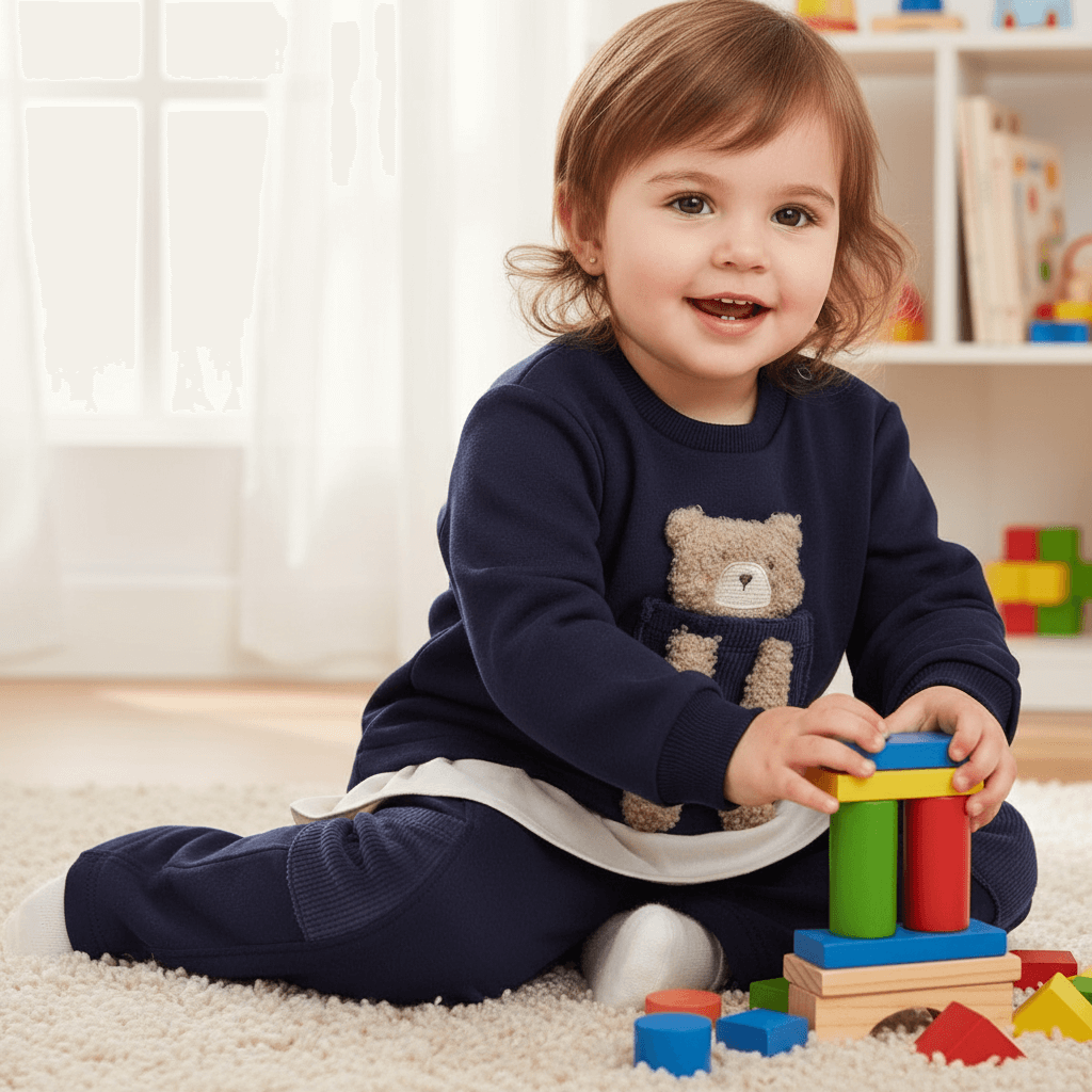 Bambina con tuta MAYORAL orsetto blu