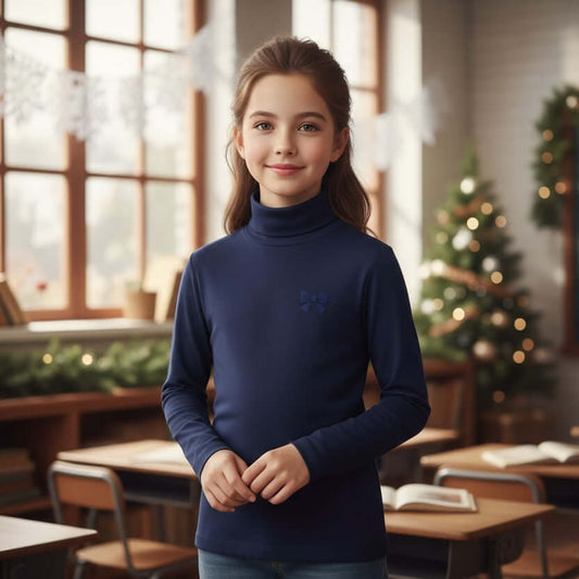 Camiseta niña Lupetto MAYORAL azul con lazo