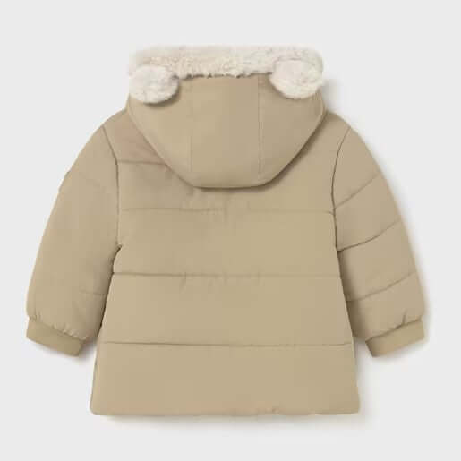 Giubbotto MAYORAL beige con ecopelliccia e orecchie al cappuccio 6 mesi - 18 mesi