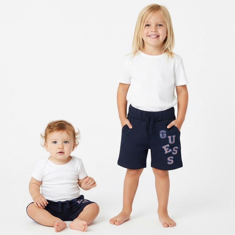 Blue GUESS Bermuda shorts in brushed cotton with logo 3/6 months - 7 years