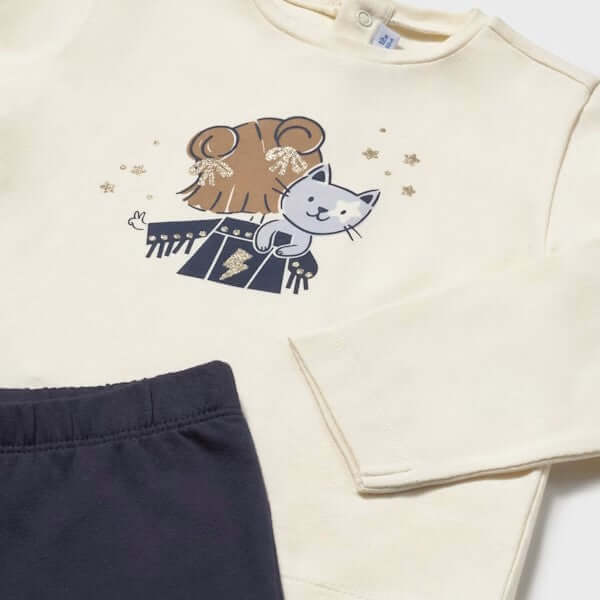 MAYORAL SUIT and T-shirt set in blue and cream 6 months - 4 years