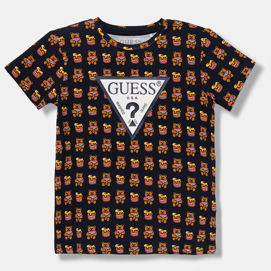Blue GUESS t-shirt with logoed teddy bears 3 months - 7 years