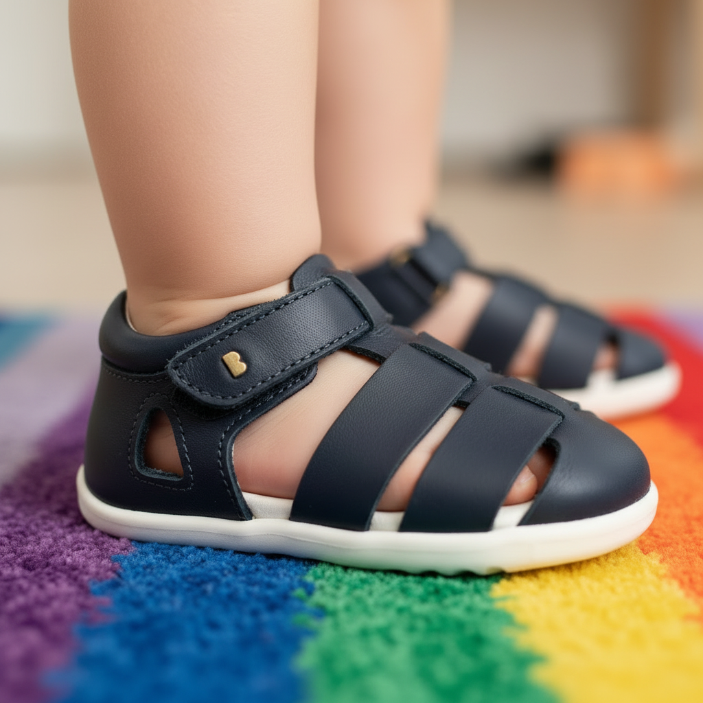 Bobux navy - tappeto arcobaleno