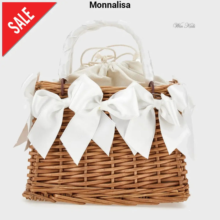 Borsa MONNALISA modello cesto in vimini naturale Panna Borse