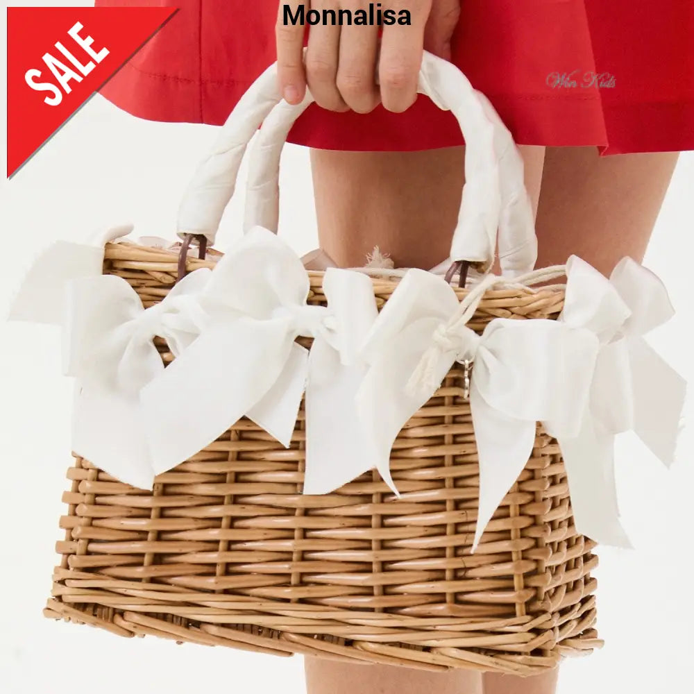 Borsa MONNALISA modello cesto in vimini naturale Panna Borse