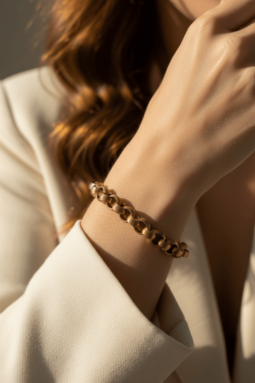 Bracciale catena dorata indossato
