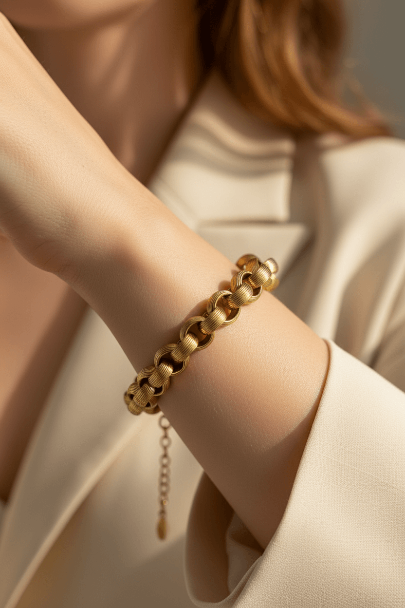 Macro golden chain bracelet