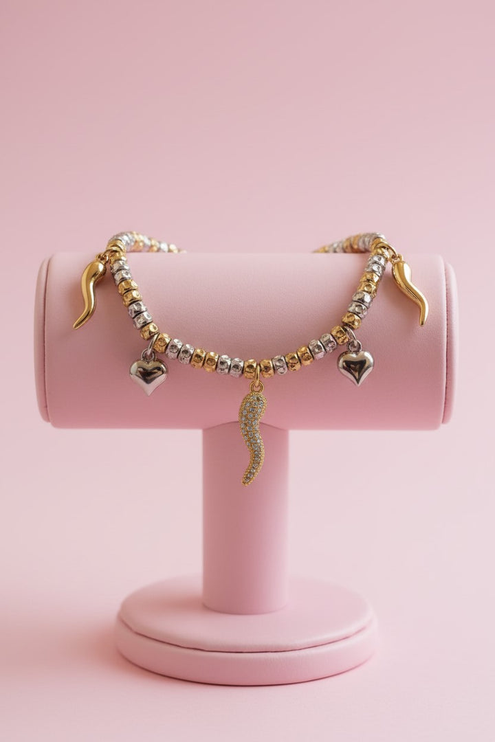 Cornetti Brazalete doble de oro y plata en acero - sin níquel