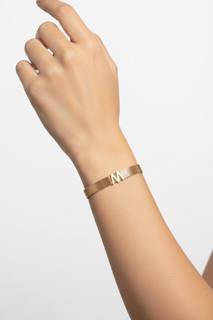 Bracciale Cinturino color oro in acciaio - PERSONALIZZA CON LA TUA INIZIALE -