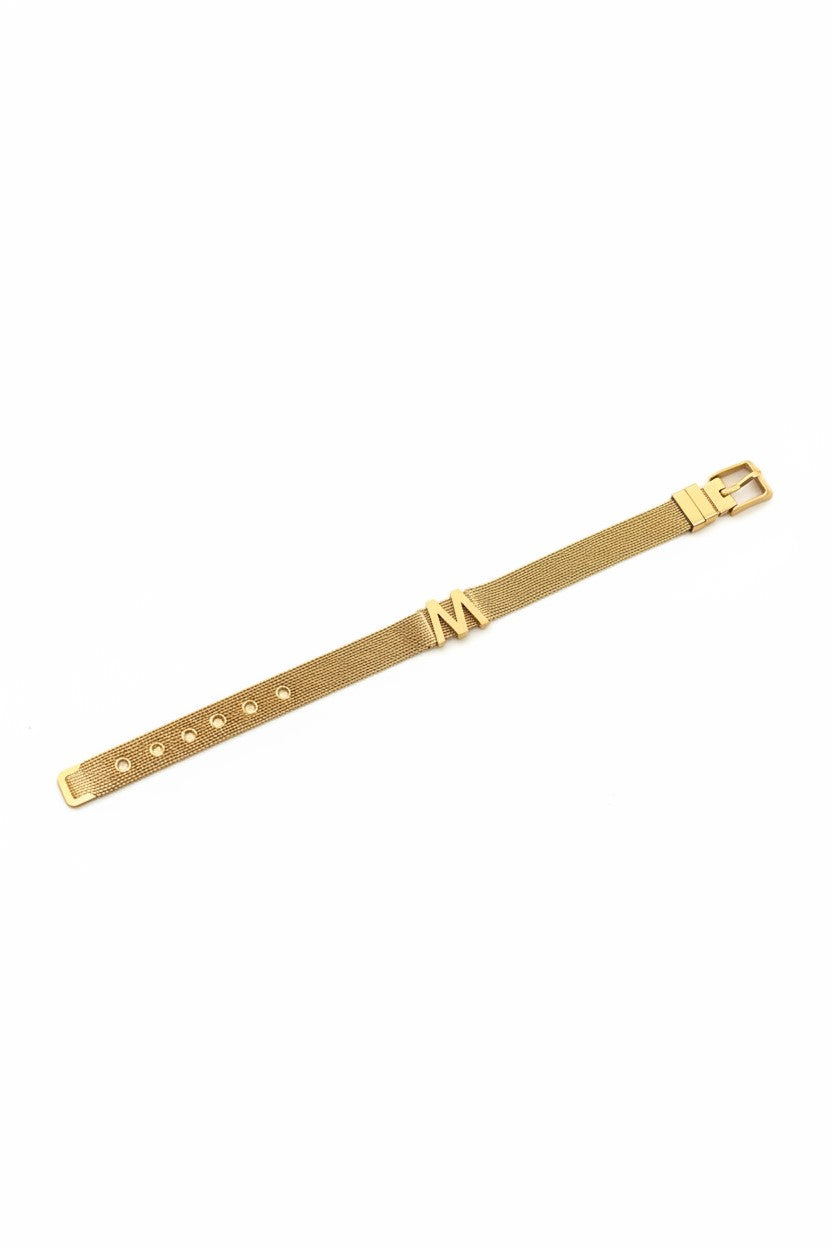 Bracciale Cinturino color oro in acciaio - PERSONALIZZA CON LA TUA INIZIALE -