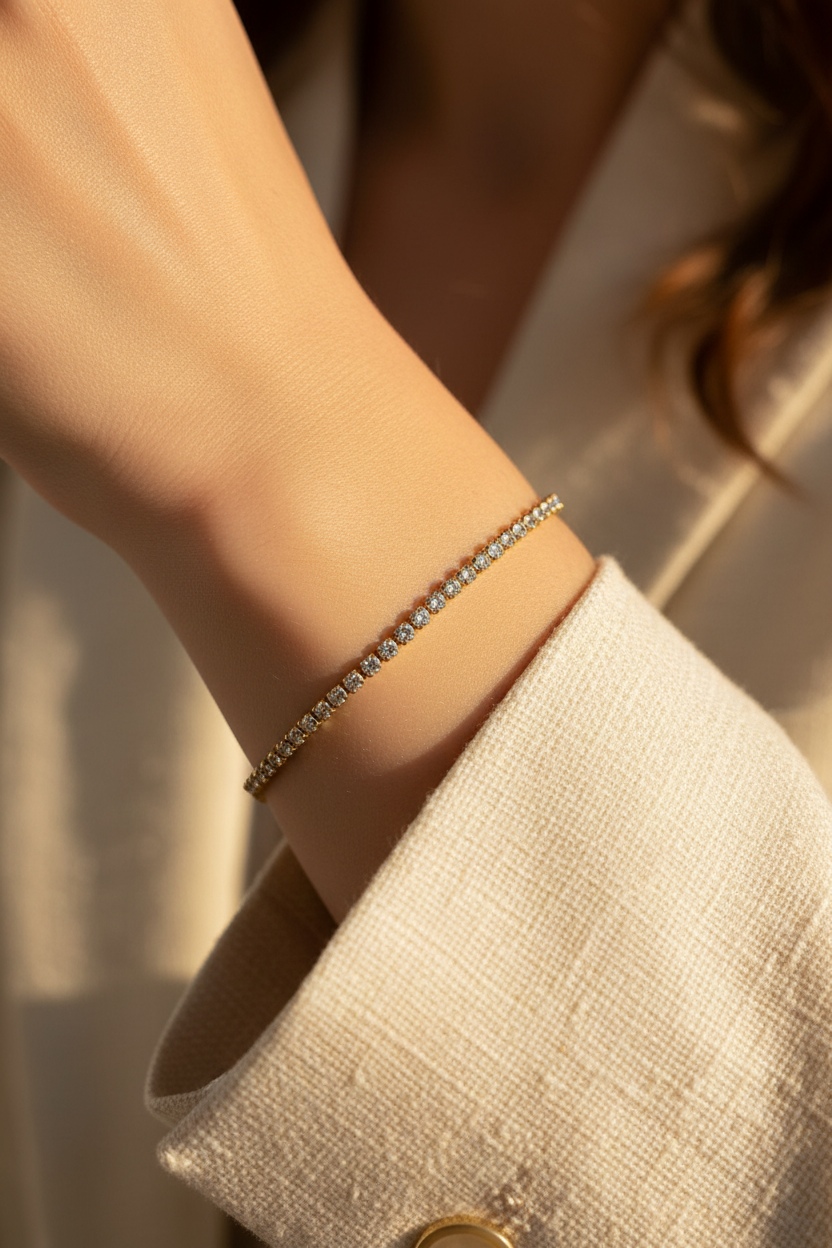 Bracciale tennis cristalli indossato