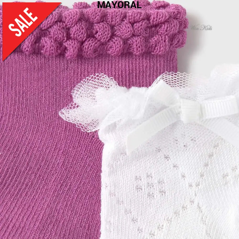 Calzini MAYORAL bambina bianco e fuxia 6 mesi - 3 anni Calzini
