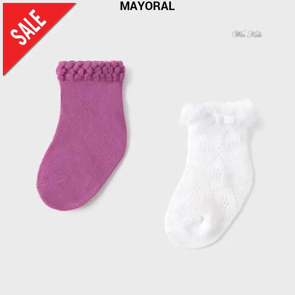 Calzini MAYORAL bambina bianco e fuxia 6 mesi - 3 anni Calzini