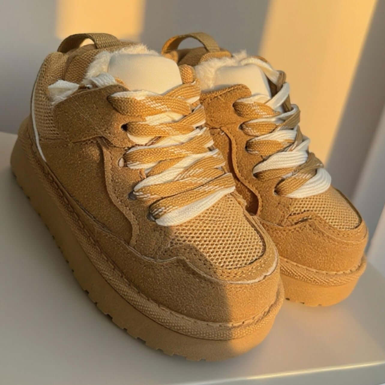 Scarpe KS by Sofia con laccio ed ecopelliccia camel 25 - 36