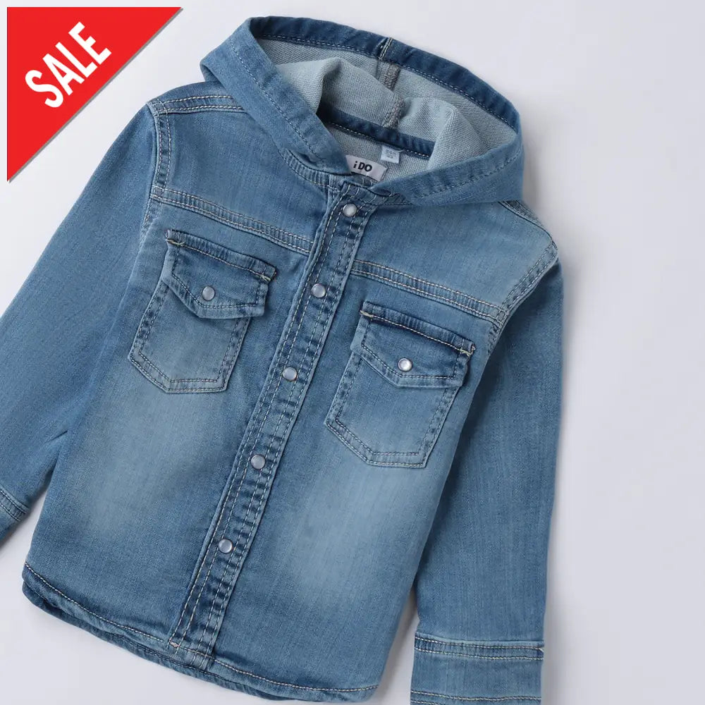 Camicia i DO in jeans per bambini con cappuccio dalla 12mesi alla 8anni Camicie