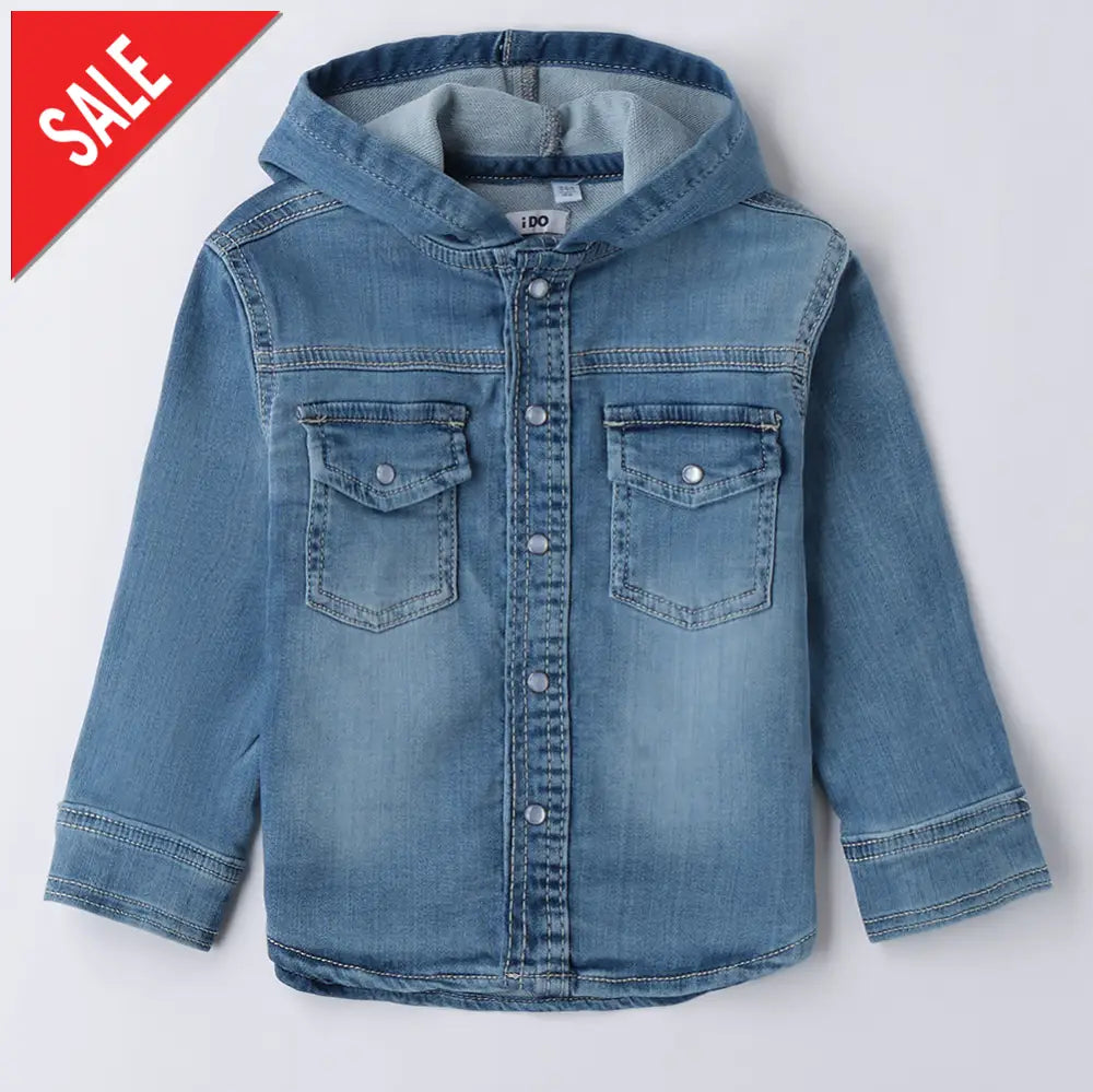 Camicia i DO in jeans per bambini con cappuccio dalla 12mesi alla 8anni Camicie