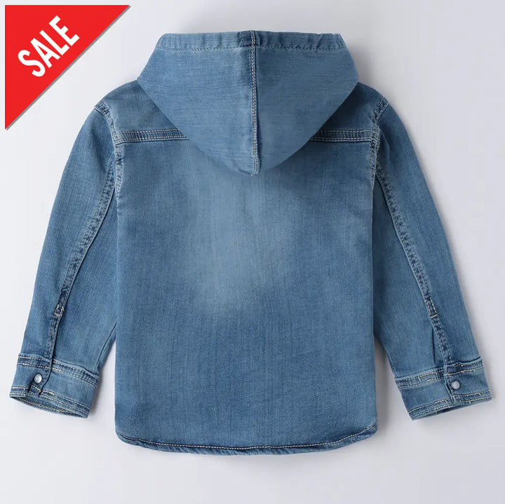 Camicia i DO in jeans per bambini con cappuccio dalla 12mesi alla 8anni Camicie