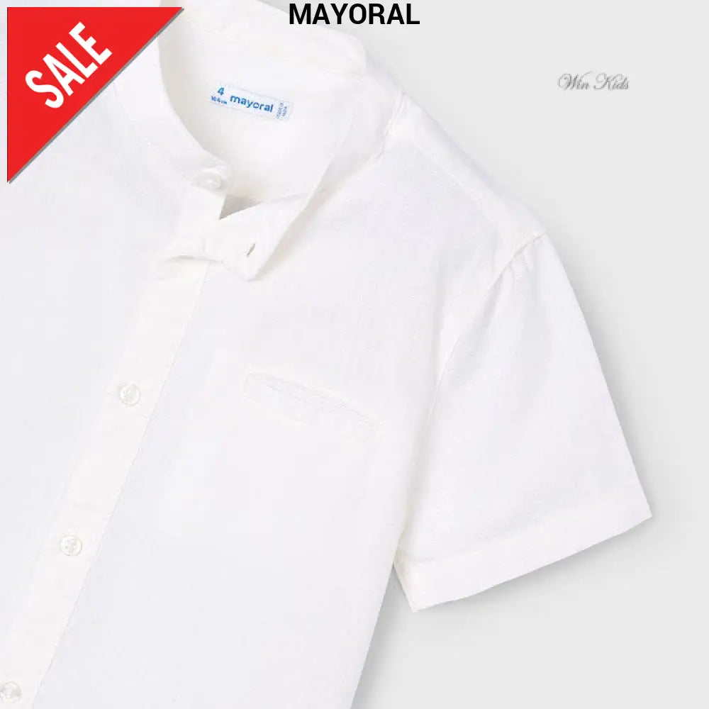 Camicia MAYORAL in lino colletto coreana bianco 2 anni - 10 anni Camicie