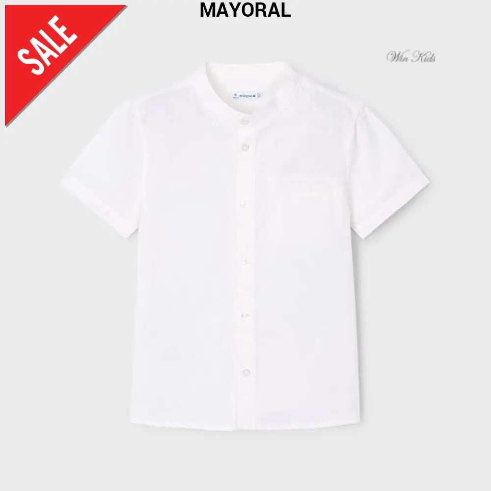 Camicia MAYORAL in lino colletto coreana bianco 2 anni - 10 anni Camicie