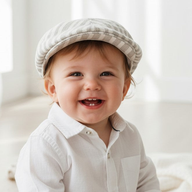 Cappello modello coppola LE BEBE' bianco e grigio
