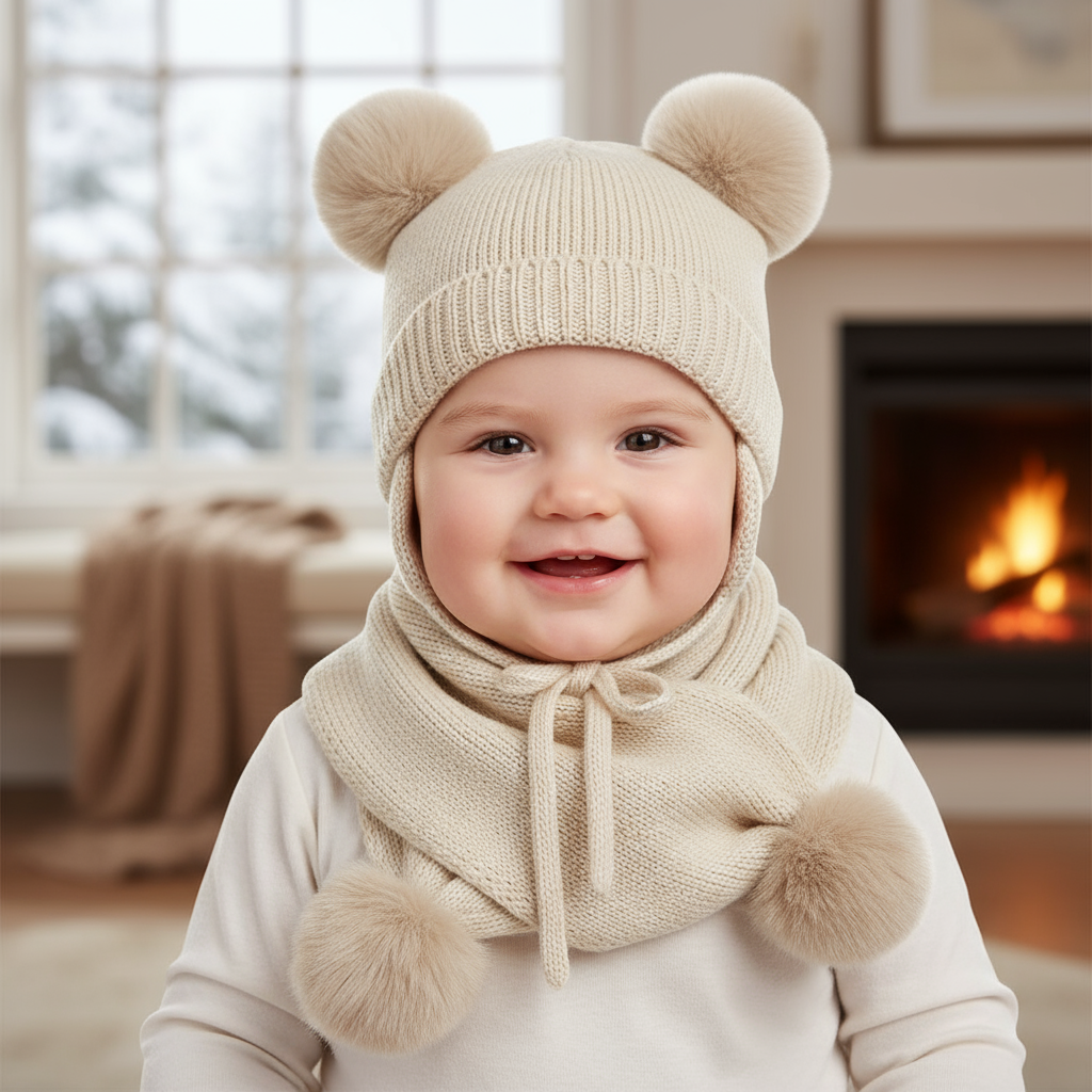 Cappello e Sciarpa CHICCO con pon pon - Bambina 9 mesi