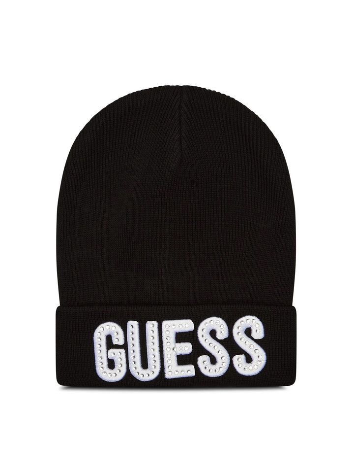 Gorra GUESS negra con logo blanco con pedrería desde la talla 2 años hasta la 16 años