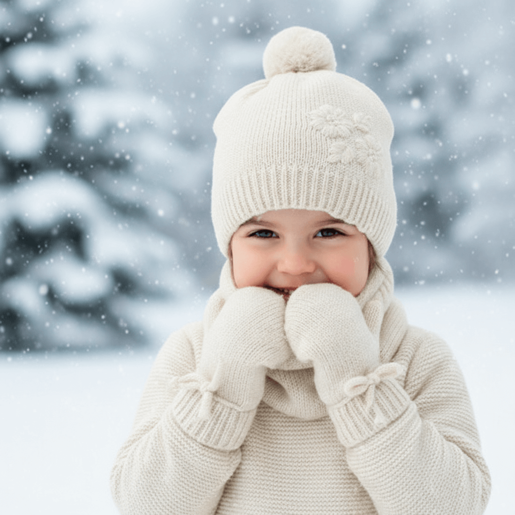 Cappello scaldacollo e guanti MAYORAL panna bambina