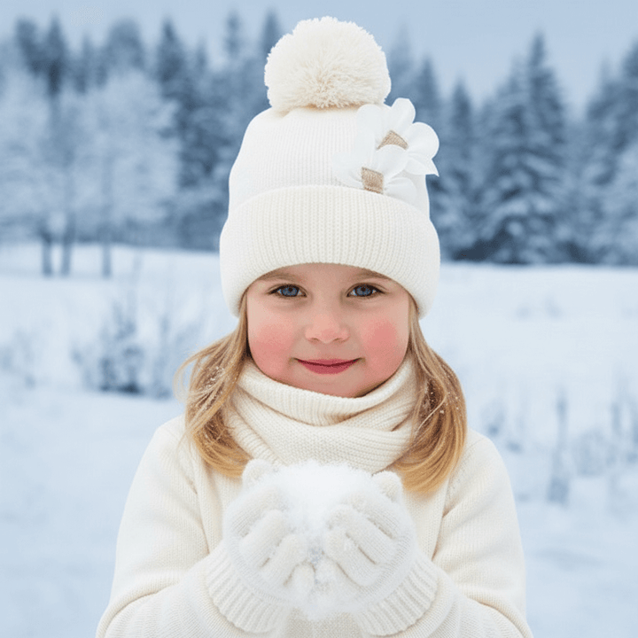 Cappello scaldacollo e guanti MAYORAL panna