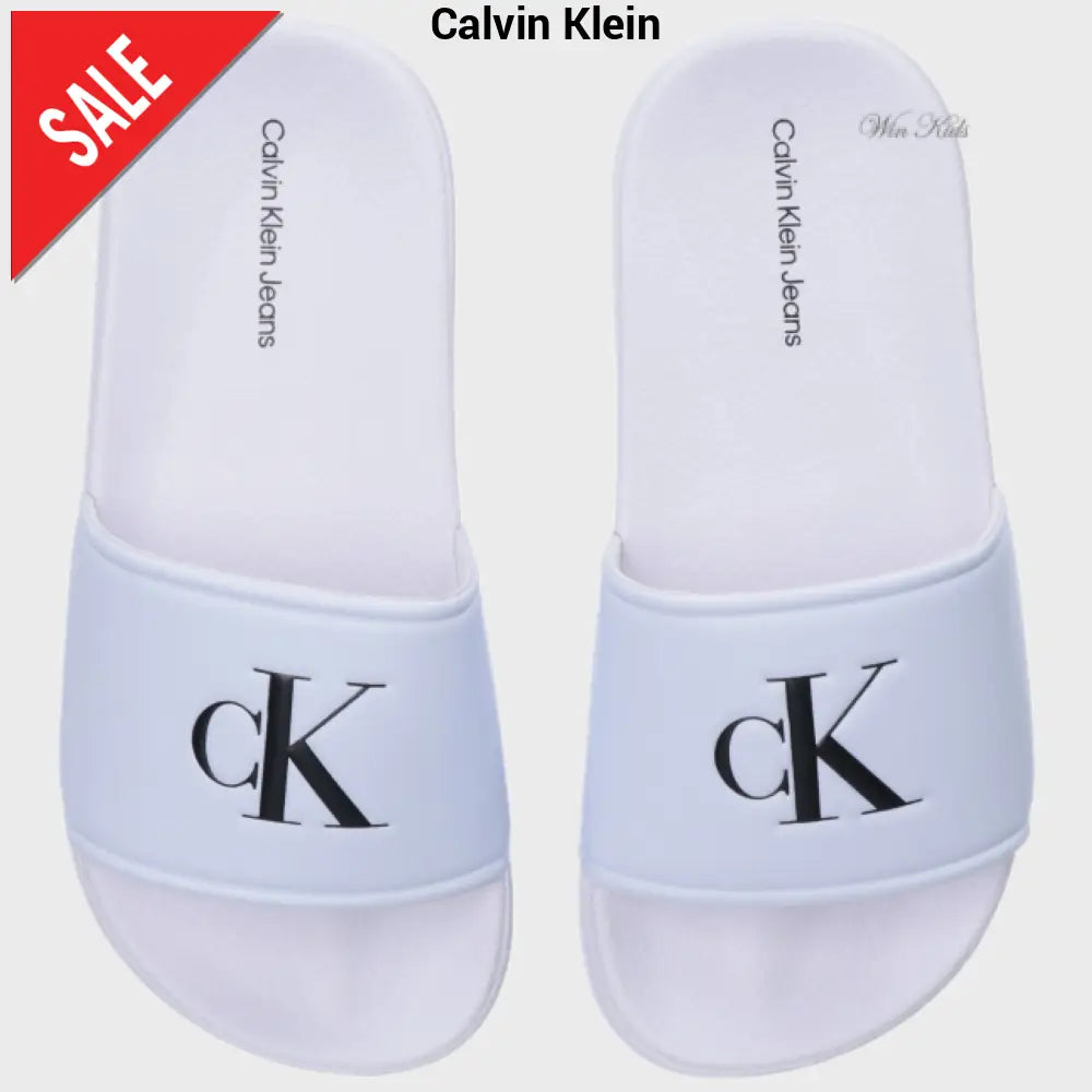 Ciabatta CALVIN KLEIN bianca con logo nero dal 30 fino al 40 Sandali