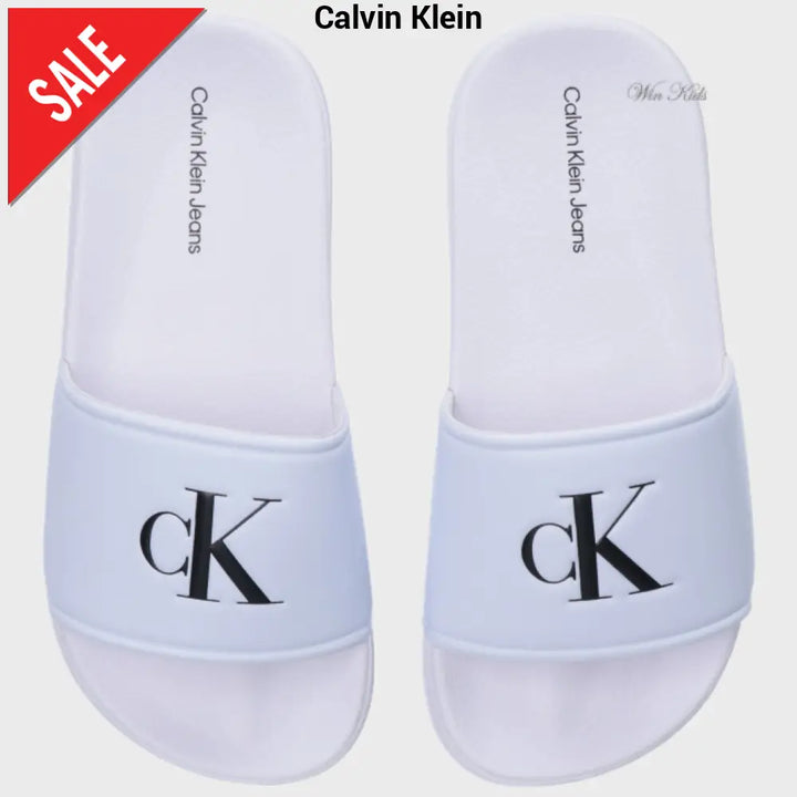 Ciabatta CALVIN KLEIN bianca con logo nero dal 30 fino al 40 Sandali