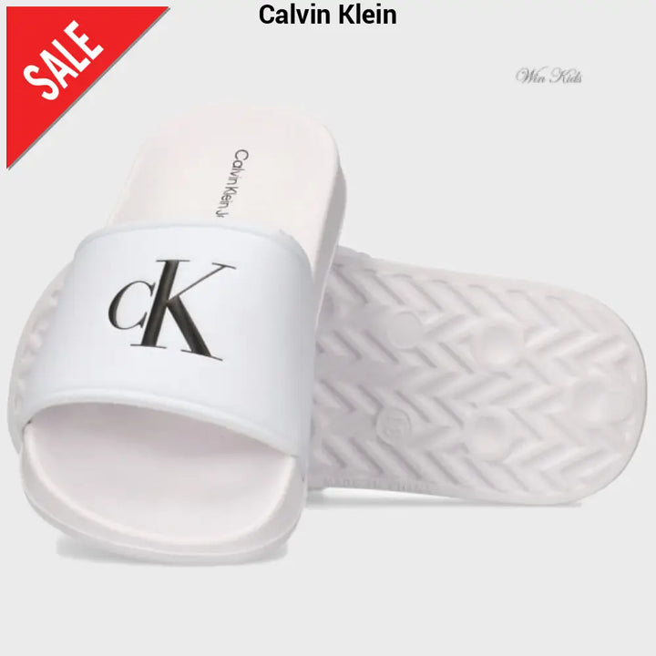 Ciabatta CALVIN KLEIN bianca con logo nero dal 30 fino al 40 Sandali