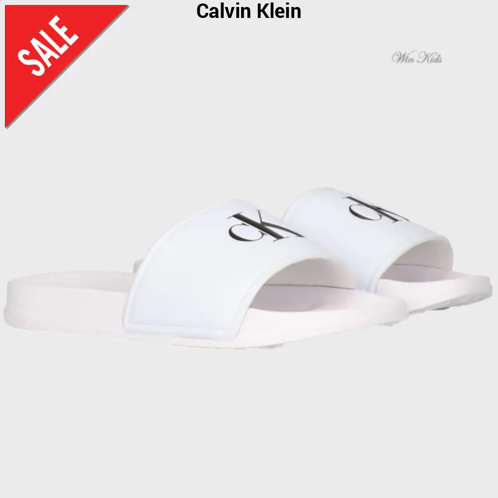 Ciabatta CALVIN KLEIN bianca con logo nero dal 30 fino al 40 Sandali
