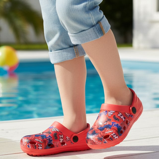 Red Marvel Spider-man rubber sandals sizes 28-31