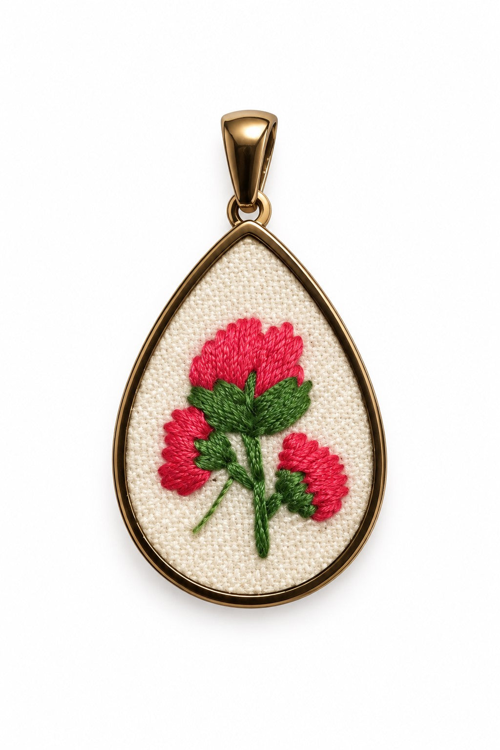 Ciondolo Fiore Ricamato con forma a goccia in acciaio inossidabile - waterproof - nichel free