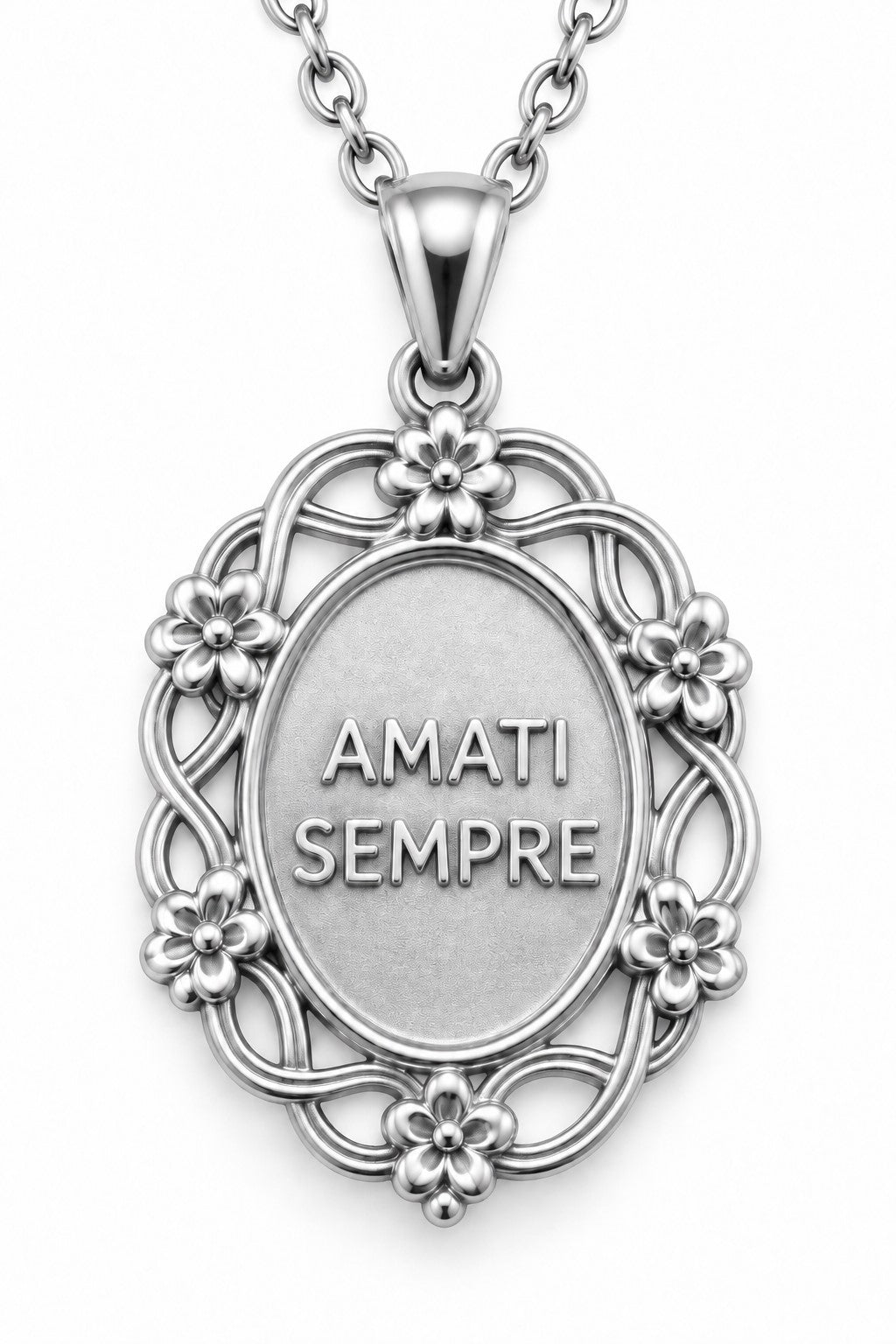 Colgante con frase - Siempre Amor - plata - acero inoxidable - resistente al agua - sin níquel