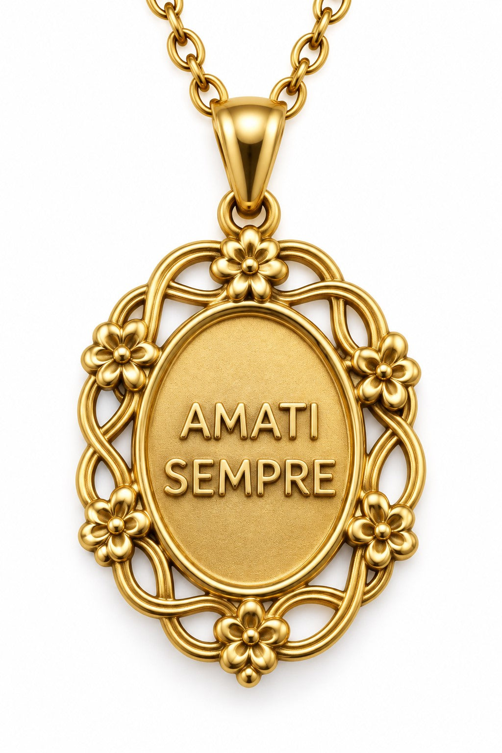 Pingente com frase - Always Love - ouro - aço inoxidável - à prova d'água - sem níquel